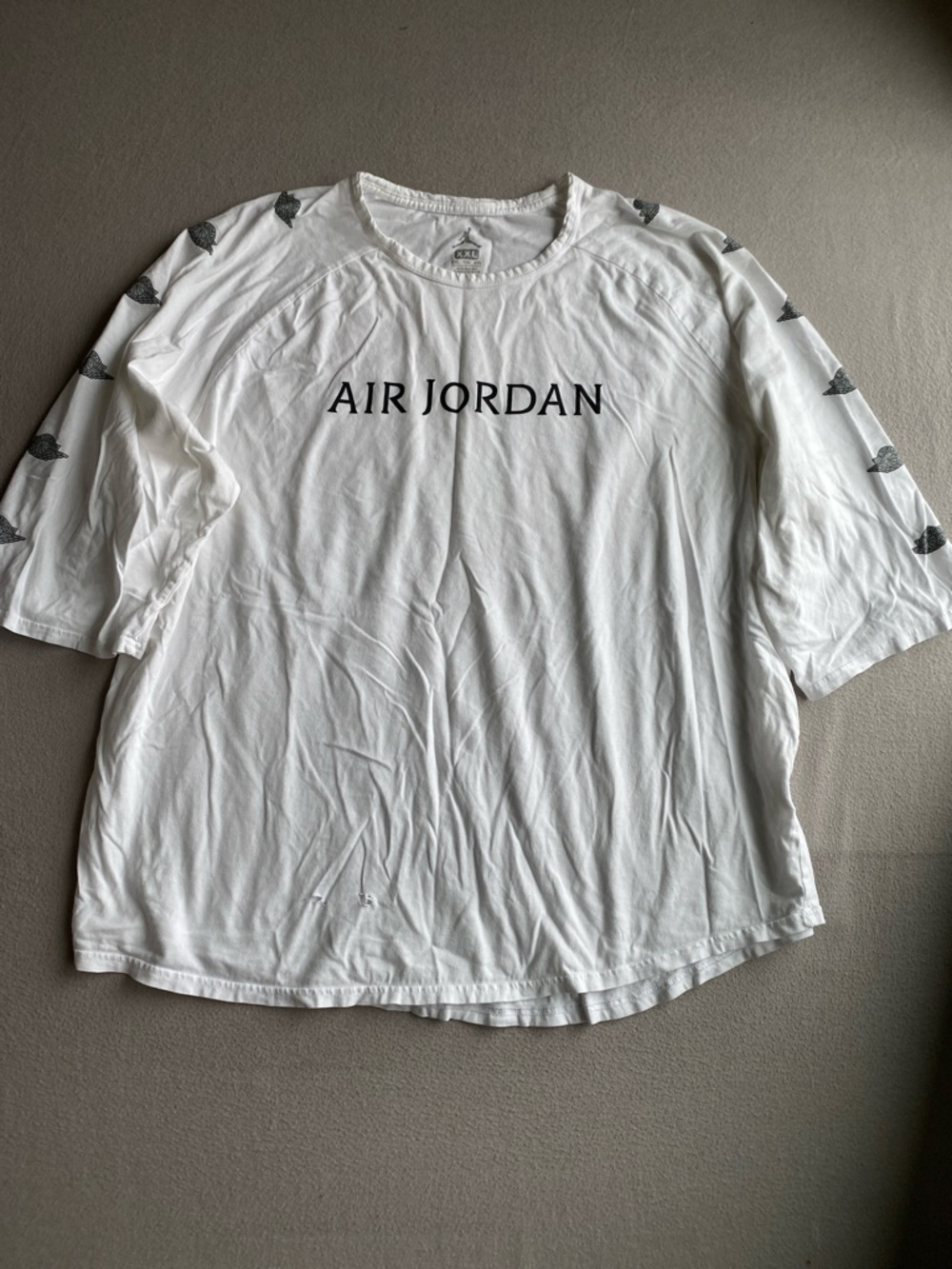 Jordan White 'Air Jordan' Logo Short Sleeve Tee with Accent Prints